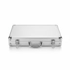 Silver briefcase on a white background