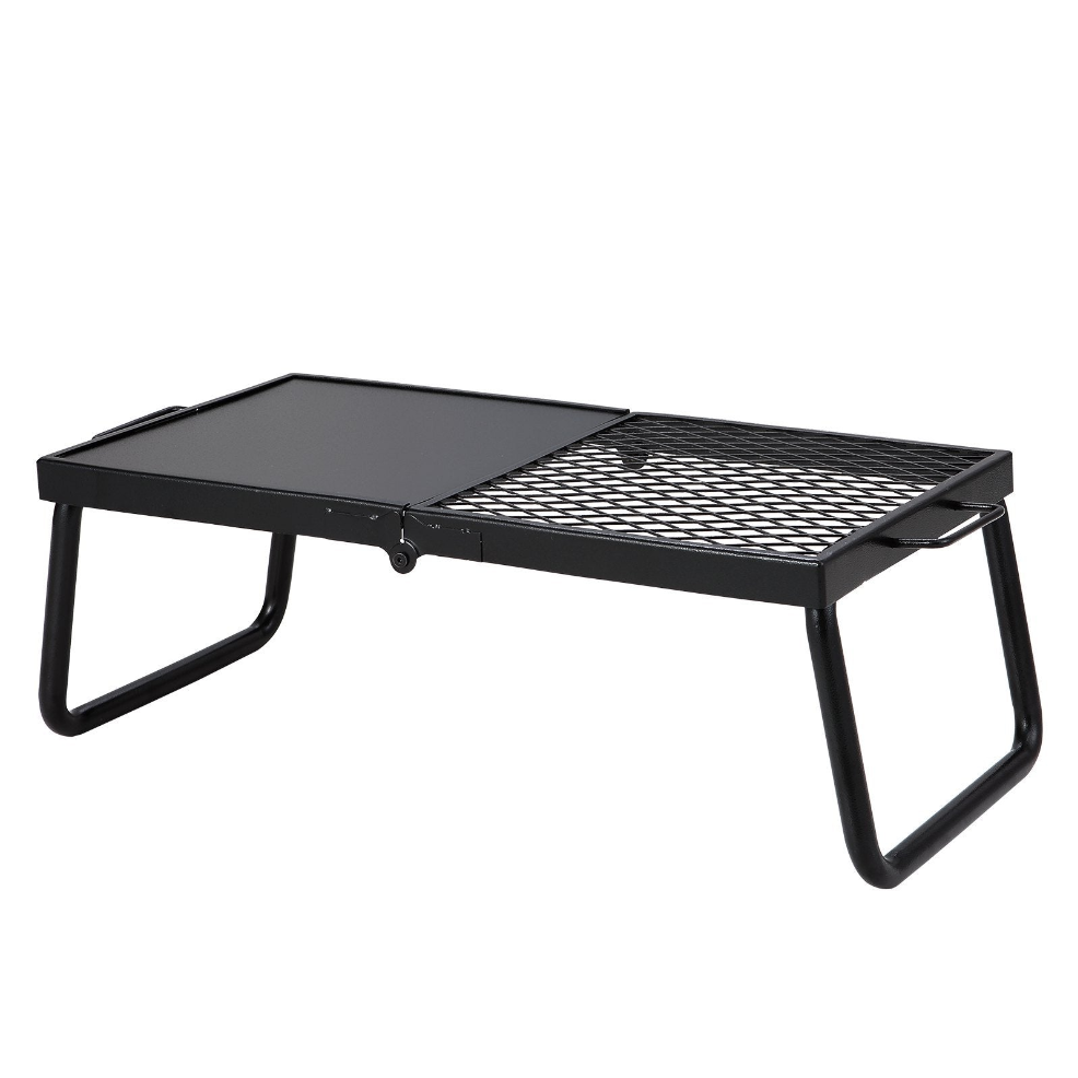 Black metal grill on a white background